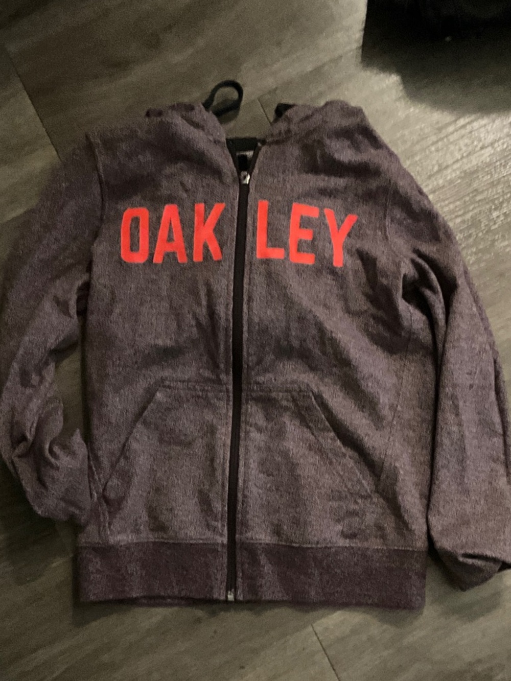 Oakley Kids' Heather Purple Full-Zip Hoodie with Red Logo